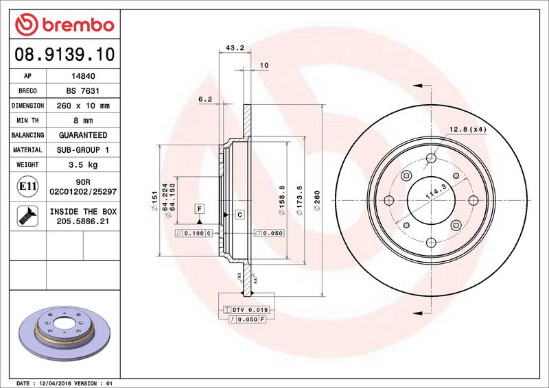Brembo 08.9139.10 Brake Disc - 2