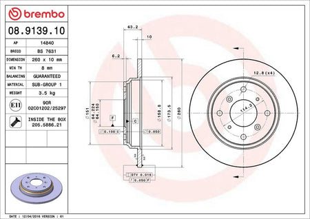 Brembo 08.9139.10 Brake Disc - 2