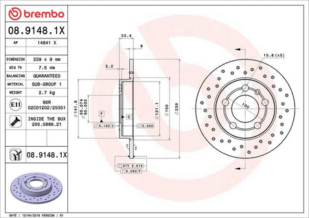 Brembo 08.9148.1X Brake Disc - 2