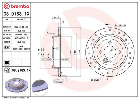 Brembo 08.9163.1X Brake Disc - 2
