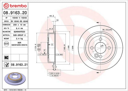 Brembo 08.9163.21 Brake Disc - 2