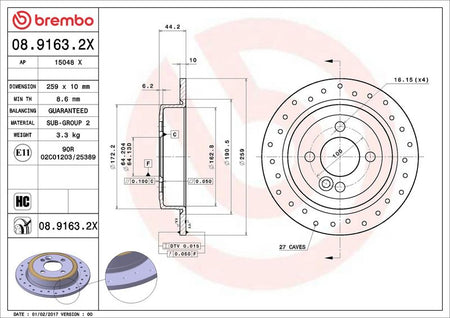 Brembo 08.9163.2X Brake Disc - 2