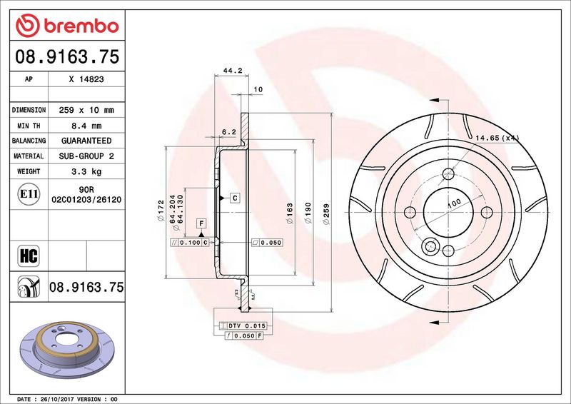Brembo 08.9163.75 Brake Disc - 2