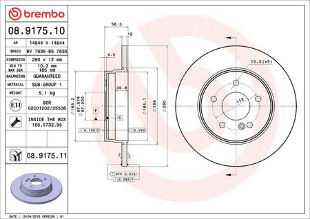 Brembo 08.9175.11 Brake Disc - 2