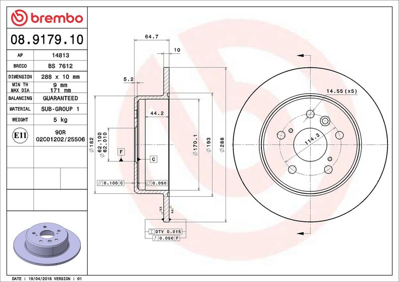 Brembo 08.9179.10 Brake Disc - 2