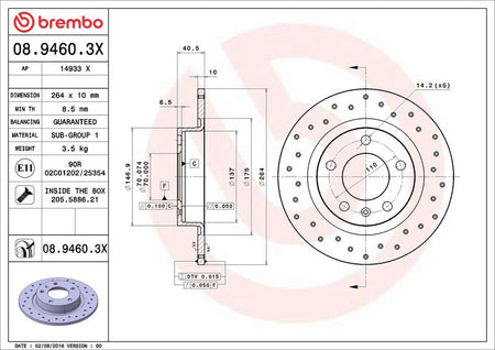 Brembo 08.9460.3X Brake Disc - 2
