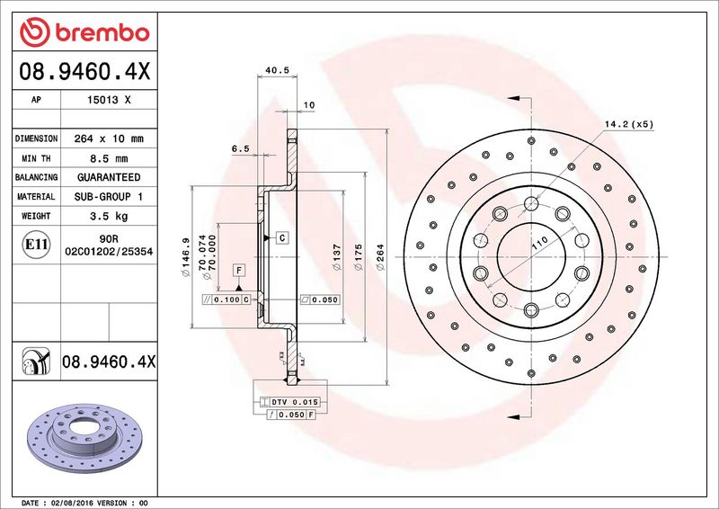 Brembo 08.9460.4X Brake Disc - 2
