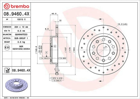 Brembo 08.9460.4X Brake Disc - 2