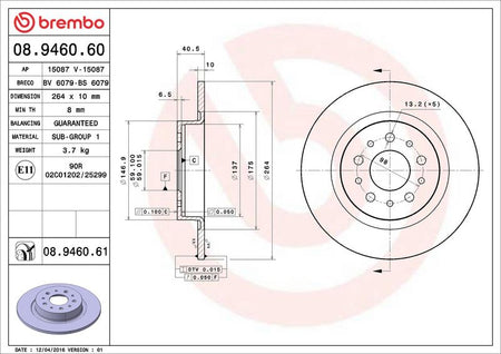 Brembo 08.9460.61 Brake Disc - 2