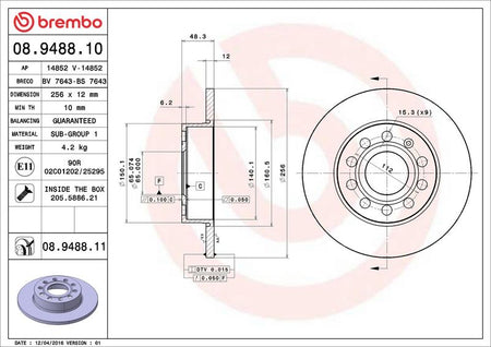 Brembo 08.9488.11 Brake Disc - 2