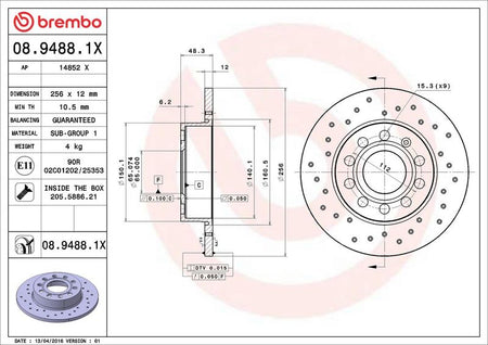 Brembo 08.9488.1X Brake Disc - 2