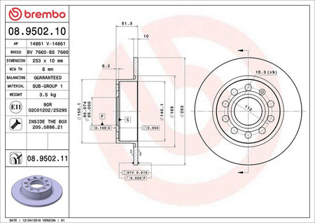 Brembo 08.9502.11 Brake Disc - 2