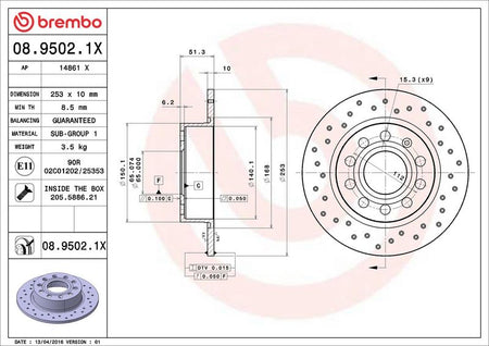 Brembo 08.9502.1X Brake Disc - 2
