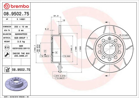 Brembo 08.9502.75 Brake Disc - 2