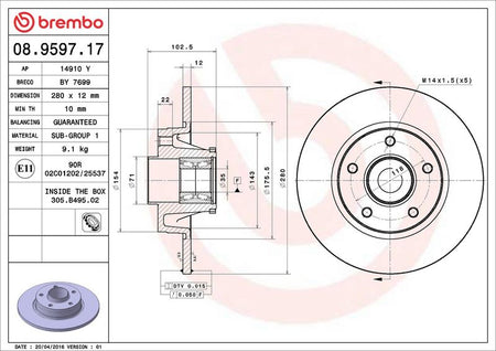 Brembo 08.9597.17 Brake Disc - 2