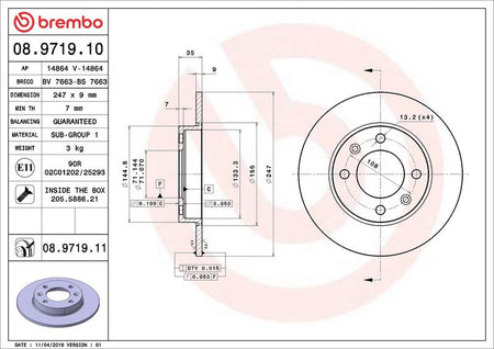 Brembo 08.9719.11 Brake Disc - 2