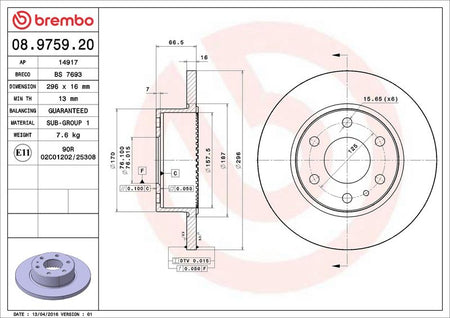 Brembo 08.9759.20 Brake Disc - 2