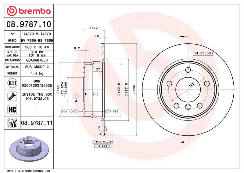Brembo 08.9787.11 Brake Disc - 2