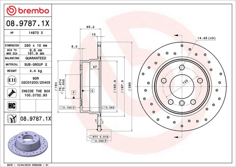 Brembo 08.9787.1X Brake Disc - 2