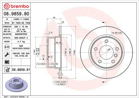 Brembo 08.9859.81 Brake Disc - 2