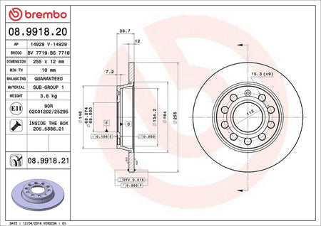 Brembo 08.9918.21 Brake Disc - 2