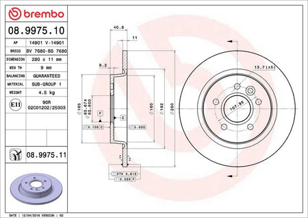 Brembo 08.9975.11 Brake Disc - 2