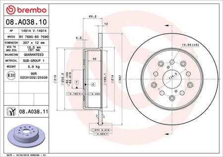 Brembo 08.A038.11 Brake Disc - 2