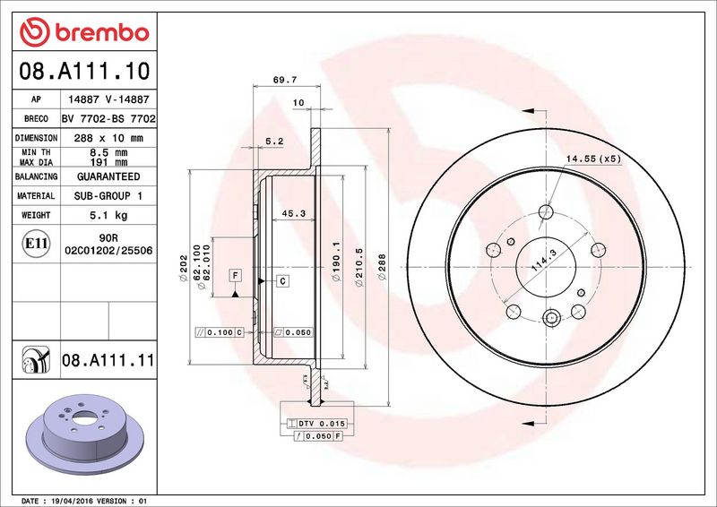 Brembo 08.A111.11 Brake Disc - 2
