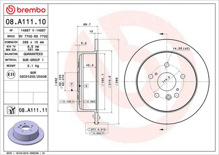 Brembo 08.A111.11 Brake Disc - 2