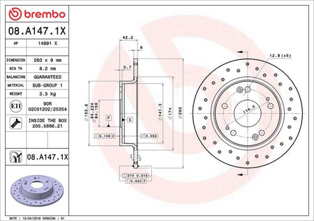 Brembo 08.A147.1X Brake Disc - 2