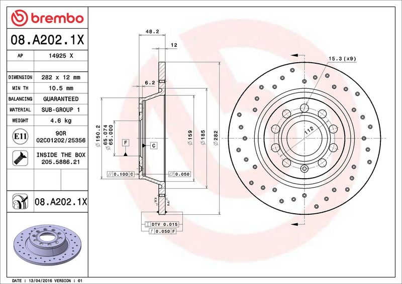 Brembo 08.A202.1X Brake Disc - 2