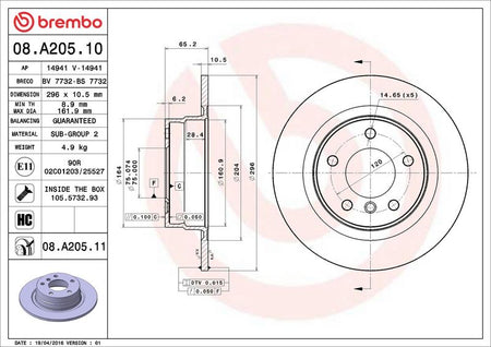 Brembo 08.A205.11 Brake Disc - 2