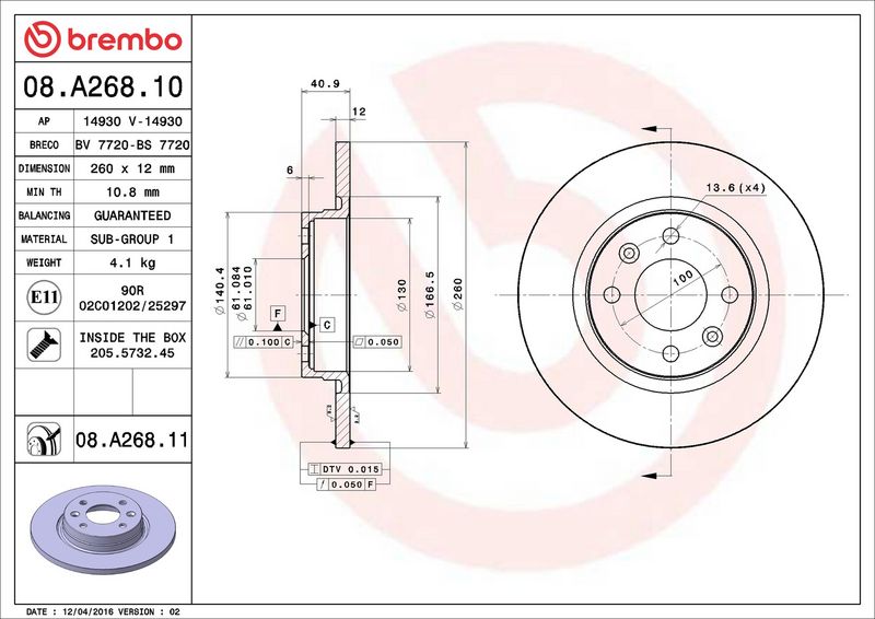 Brembo 08.A268.11 Brake Disc - 2