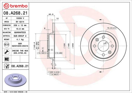 Brembo 08.A268.21 Brake Disc - 2