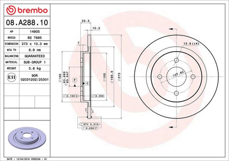 Brembo 08.A288.10 Brake Disc - 2