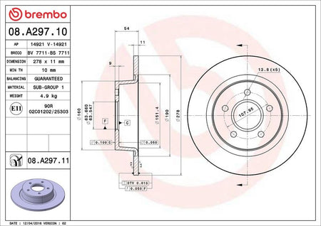Brembo 08.A297.11 Brake Disc - 2