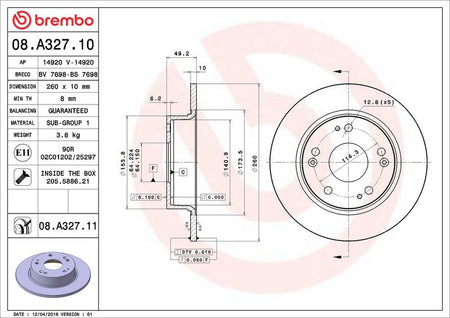 Brembo 08.A327.11 Brake Disc - 2