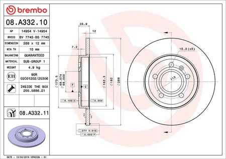 Brembo 08.A332.11 Brake Disc - 2