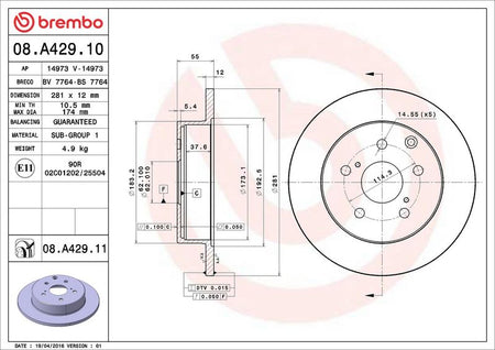 Brembo 08.A429.11 Brake Disc - 2