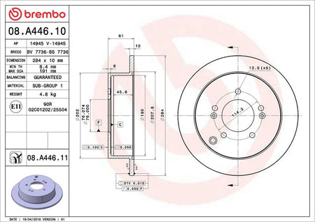 Brembo 08.A446.11 Brake Disc - 2