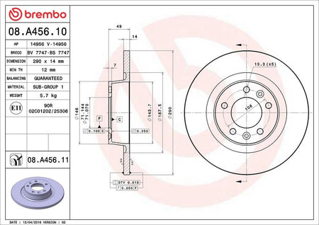 Brembo 08.A456.11 Brake Disc - 2