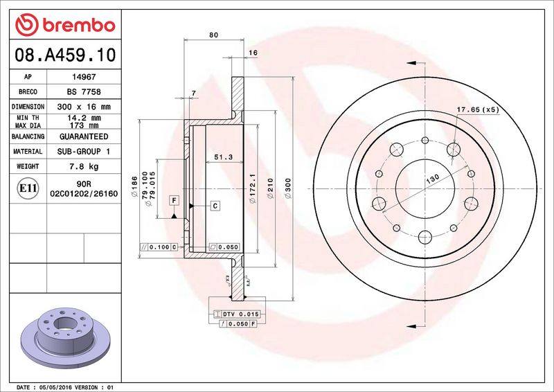 Brembo 08.A459.10 Brake Disc - 2