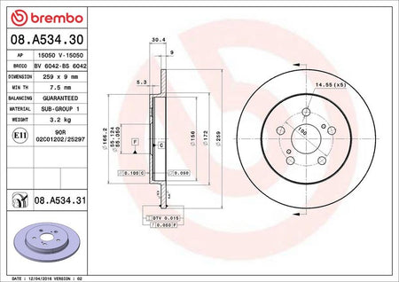 Brembo 08.A534.31 Brake Disc - 2