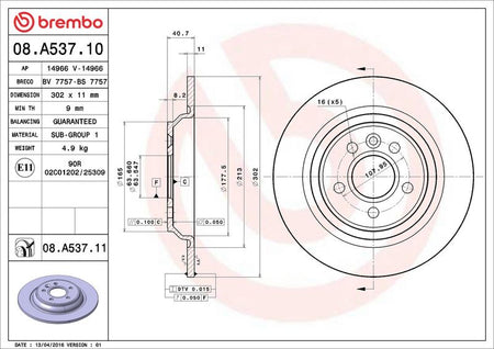 Brembo 08.A537.11 Brake Disc - 2