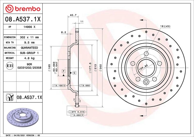Brembo 08.A537.1X Brake Disc - 2