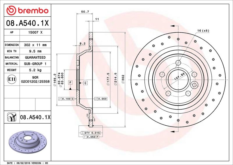 Brembo 08.A540.1X Brake Disc - 2
