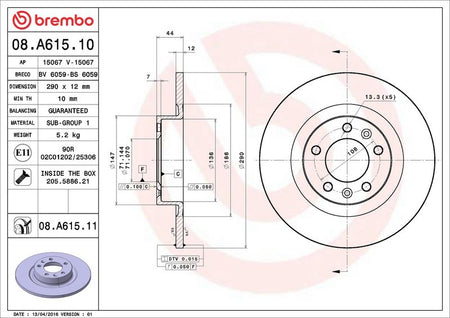 Brembo 08.A615.11 Brake Disc - 2