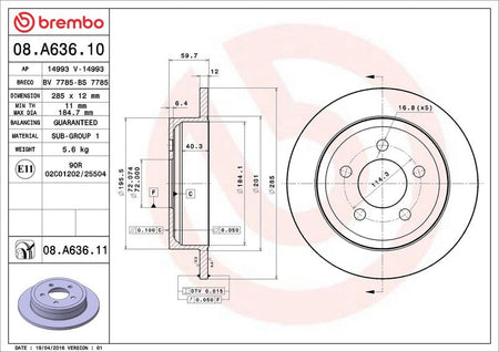 Brembo 08.A636.11 Brake Disc - 2