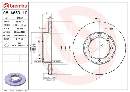 Brembo 08.A650.10 Brake Disc - 2