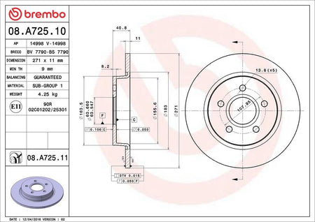 Brembo 08.A725.11 Brake Disc - 2